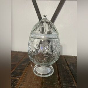 Target BULLSEYE PLAYGROUND CLEAR GLASS ETCHED EGG Candy Dish Bowl DECOR NEW